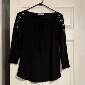 89th & Madison Black Top with Metallic Eyelets